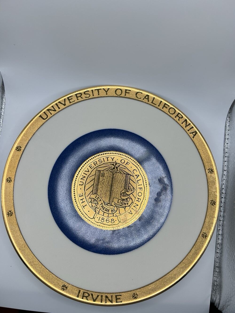 Vintage UC Irvine Commemorative Collector Plate University China 10" Gold Trim